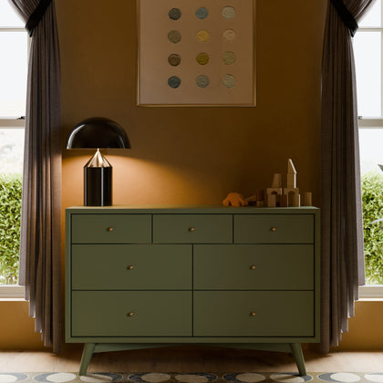 M15916OL,Babyletto,Palma 7-Drawer Double Dresser  Assembled in Olive