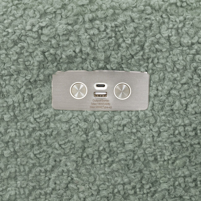 M11288STLB,Babyletto,Kiwi Glider Recliner w/ Electronic Control and USB in Sage Teddy Loop w/ Light Wood Base