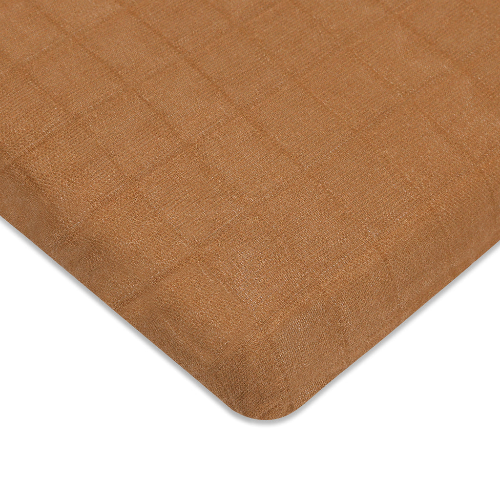 T29533BTS,Burnt Sienna Muslin All-Stages Midi Crib Sheet in GOTS Certified Organic Cotton