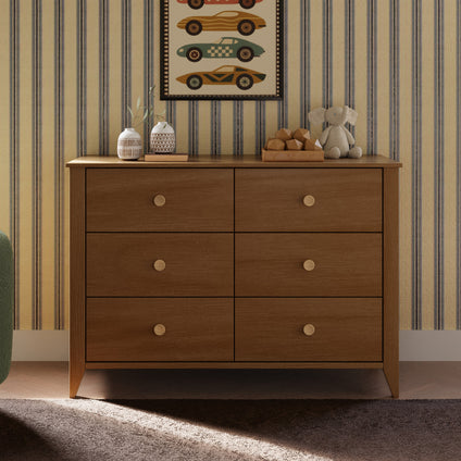 M10326CTN,Babyletto,Sprout 6-Drawer Double Dresser in Chestnut and Natural