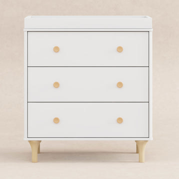 M9023WN,Babyletto,Lolly 3-Drawer Changer Dresser w/Removable Changing Tray in White/Natural