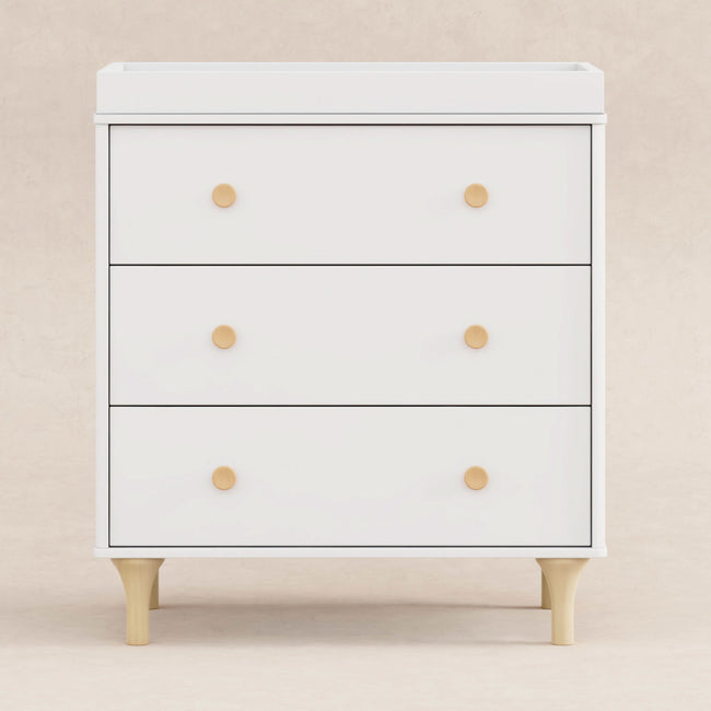M9023WN,Babyletto,Lolly 3-Drawer Changer Dresser w/Removable Changing Tray in White/Natural