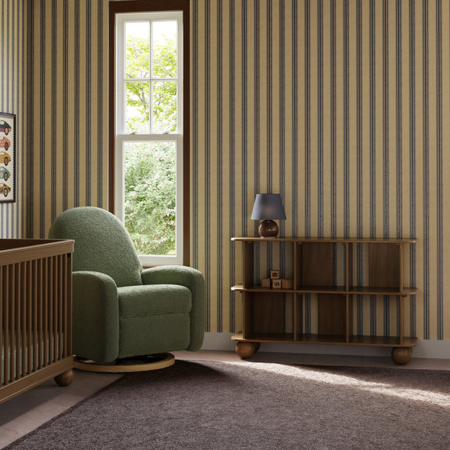 M23188OBLB,Babyletto,Nami Glider Recliner w/ Electronic Control and USB in Olive Boucle w/Light Wood Base