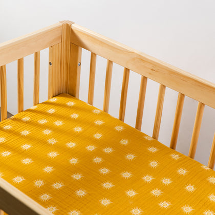 All-Stages Midi Crib Sheet in GOTS Certified Organic Muslin Cotton