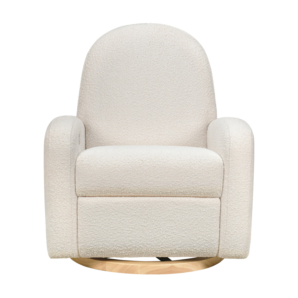 M23188WBLB,Babyletto,Nami Glider Recliner w/ Electronic Control and USB in Ivory Boucle w/Light Wood Base