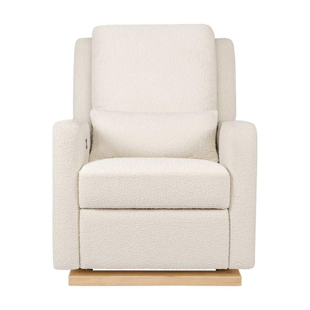 M23085WBLB,Babyletto,Sigi Glider Recliner w/ Electronic Control and USB in Ivory Boucle w/ Light Wood Base