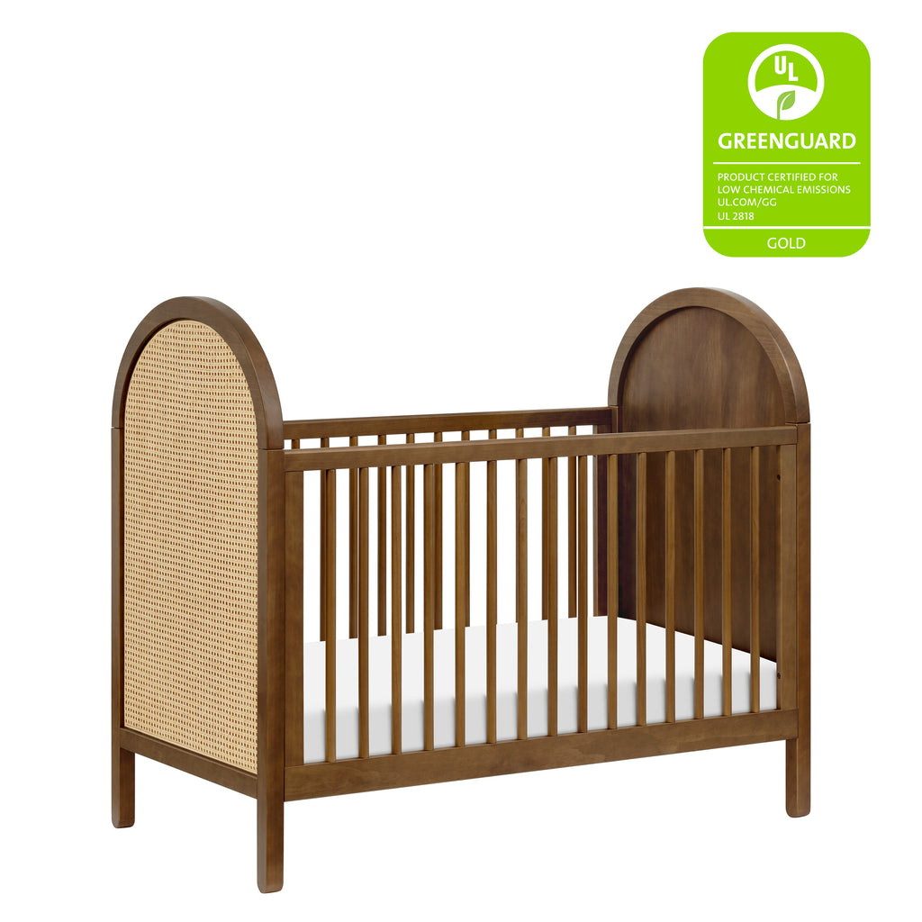 M25601NLNC,Babyletto,Bondi Cane 3-in-1 Convertible Crib w/Toddler Bed Kit in Natural Walnut w/Natural Cane