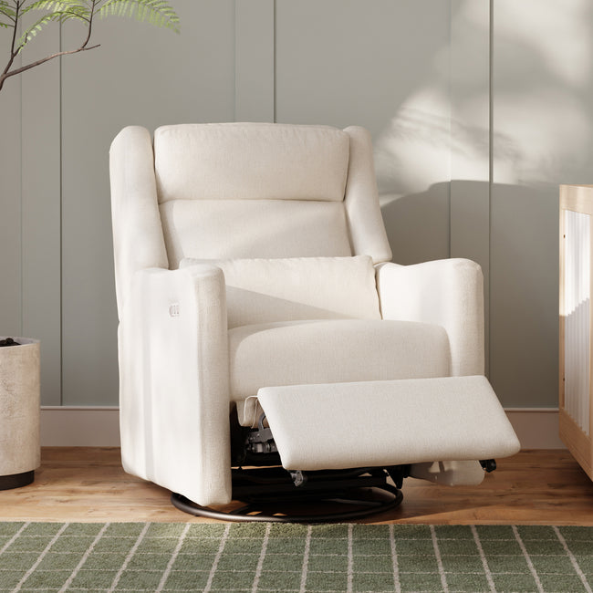 M11286PCMEW,Babyletto,Kiwi Plus Power Glider Recliner w/ Power Headrest in Performance Cream Eco-Weave
