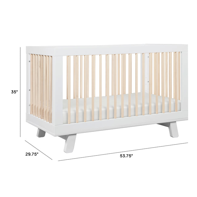 M4201WNX,Babyletto,Hudson 3-in-1 Convertible Crib w/ToddlerBedConversion Kit in White/Washed Natural