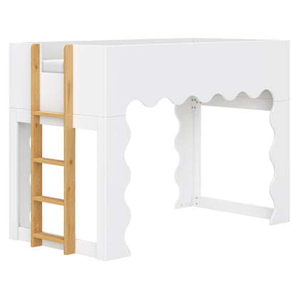 M31171WHY,Lido Wave Low Loft Twin Bed in White and Honey