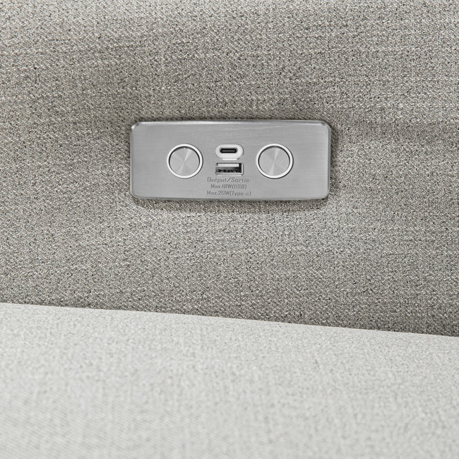 M11288PFETLB,Babyletto,Kiwi Glider Recliner w/ Electronic Control and USB in Performance Frost Eco-Twill w/Light Wood Base