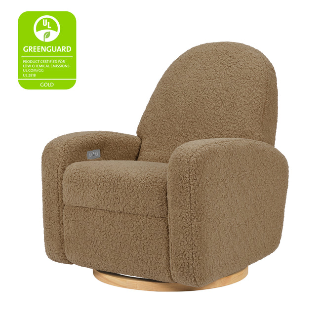M23188CTSLB,Babyletto,Nami Glider Recliner w/ Electronic Control and USB in Cortado Shearling with Light Wood Base