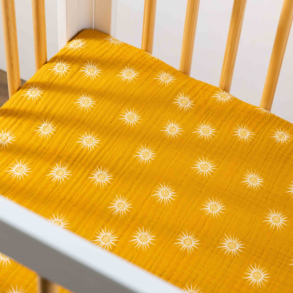 T26936,Babyletto,Golden Hour Muslin Mini Crib Sheet Golden Hour Muslin Mini Crib Sheet