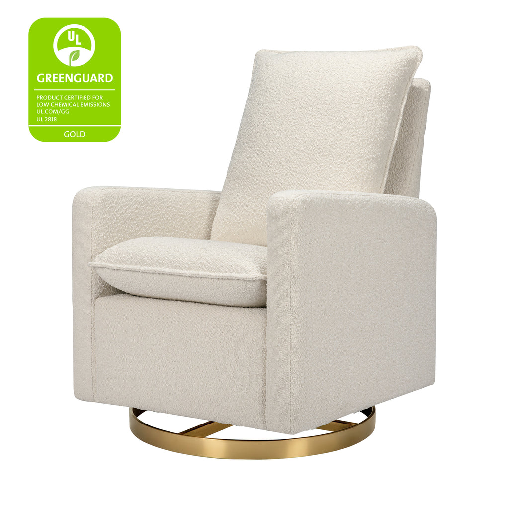 M20987WBG,Babyletto,Cali Pillowback Swivel Glider in Ivory Boucle w/ Gold Base