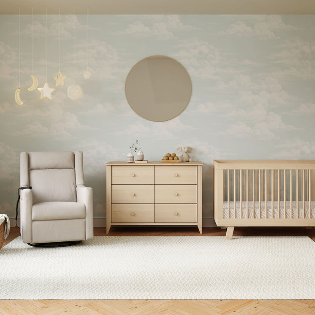 M11283PBEW,Babyletto,Kiwi Deluxe Power Glider Recliner w/Heat&Massage in Performance Beach Eco-Weave