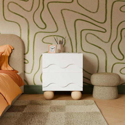 M31160WHY,Babyletto Kids,Lido Wave Nightstand in White and Honey