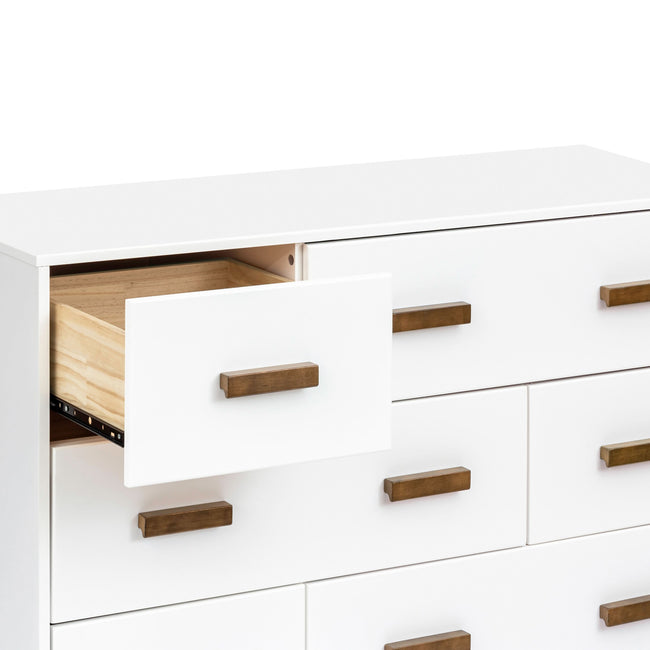 M5826WNL,Babyletto,Scoot 6-Drawer Dresser in White/Natural Walnut