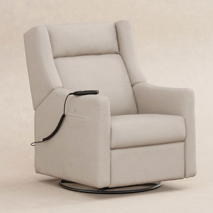 M11283PBEW,Babyletto,Kiwi Deluxe Power Glider Recliner w/Heat&Massage in Performance Beach Eco-Weave