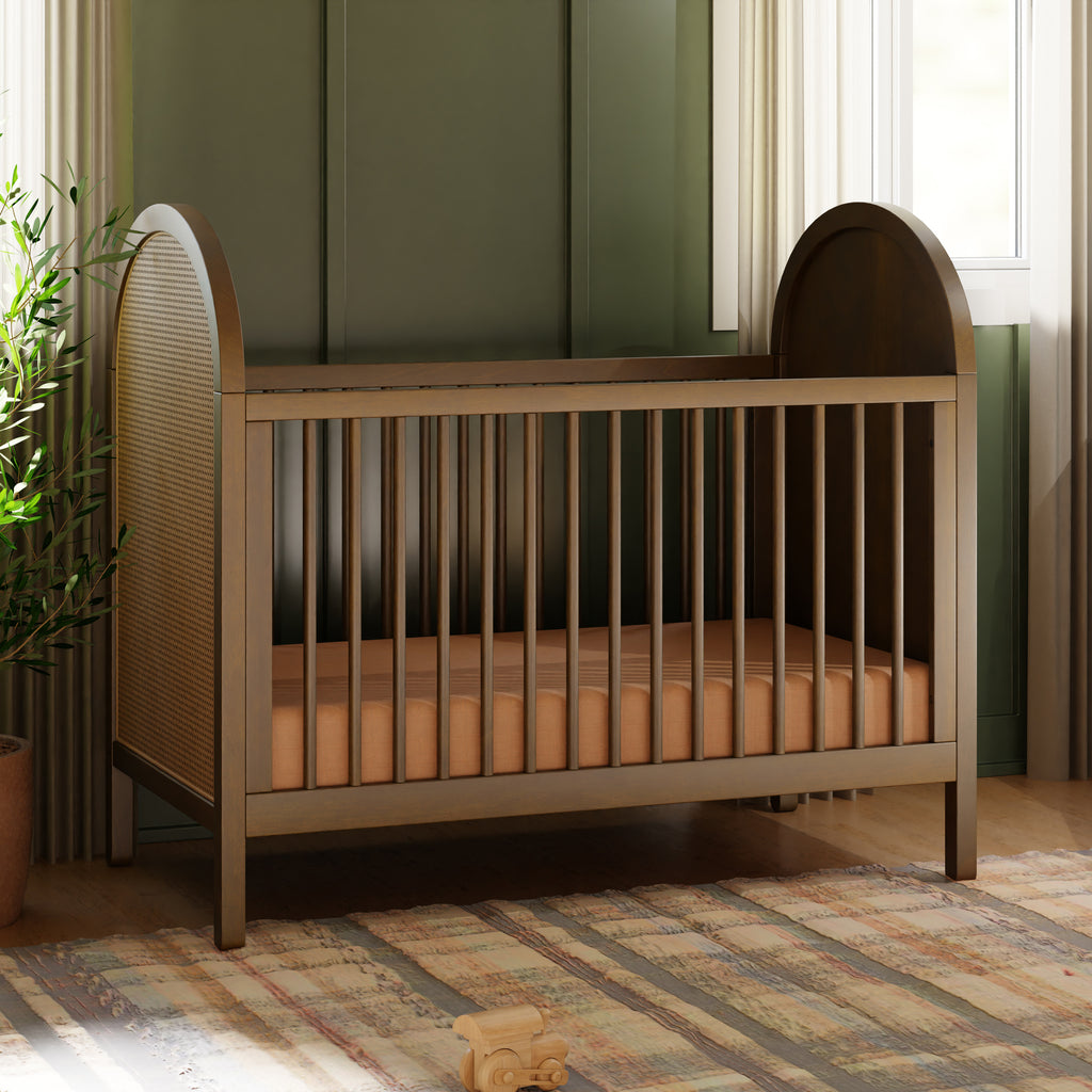 M25601NLNC,Babyletto,Bondi Cane 3-in-1 Convertible Crib w/Toddler Bed Kit in Natural Walnut w/Natural Cane