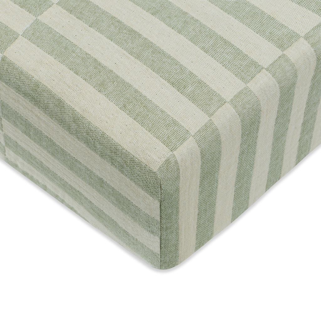 T30535,Babyletto,Moss Stripe Muslin Crib Sheet in GOTS Certified Organic Cotton