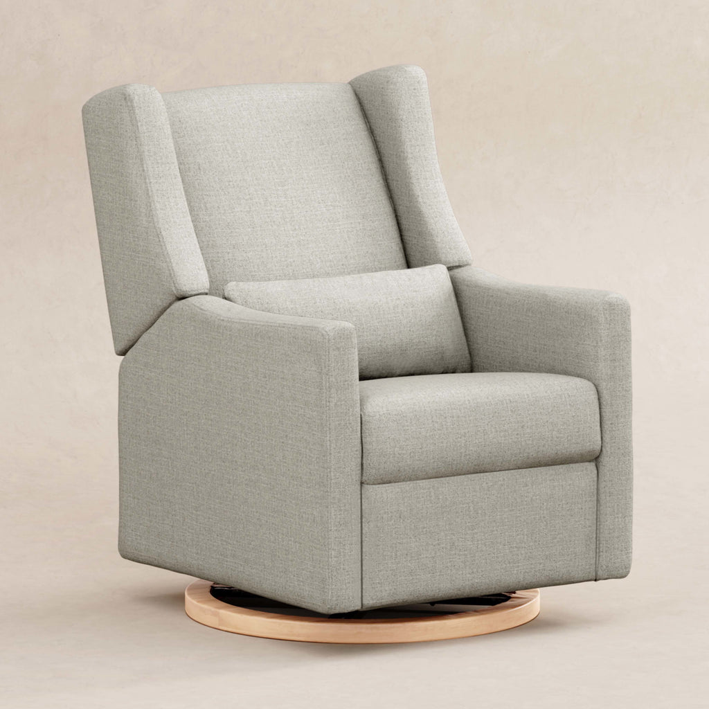 M11288PFETLB,Babyletto,Kiwi Glider Recliner w/ Electronic Control and USB in Performance Frost Eco-Twill w/Light Wood Base