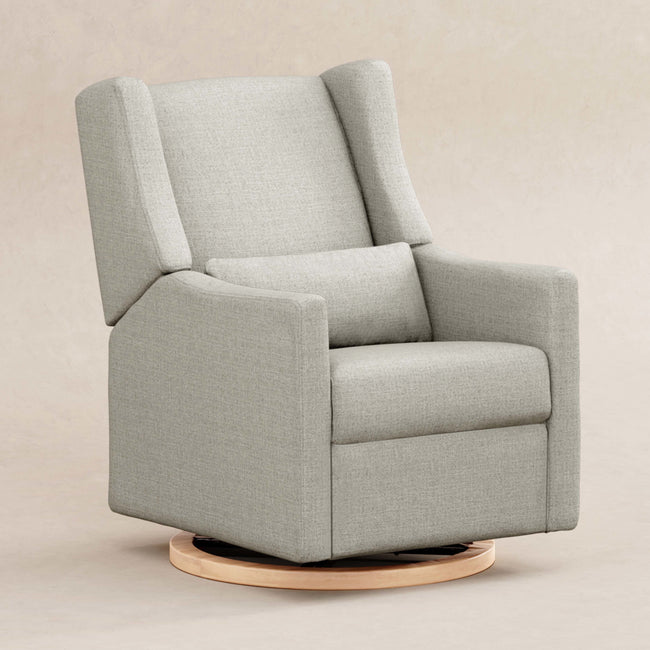 M11288PFETLB,Babyletto,Kiwi Glider Recliner w/ Electronic Control and USB in Performance Frost Eco-Twill w/Light Wood Base