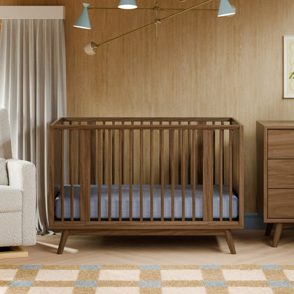 M15980NL,Babyletto,Palma 8-in-1 Convertible All-Stages® Crib w/ Bassinet & Toddler Bed Kits in Natural Walnut