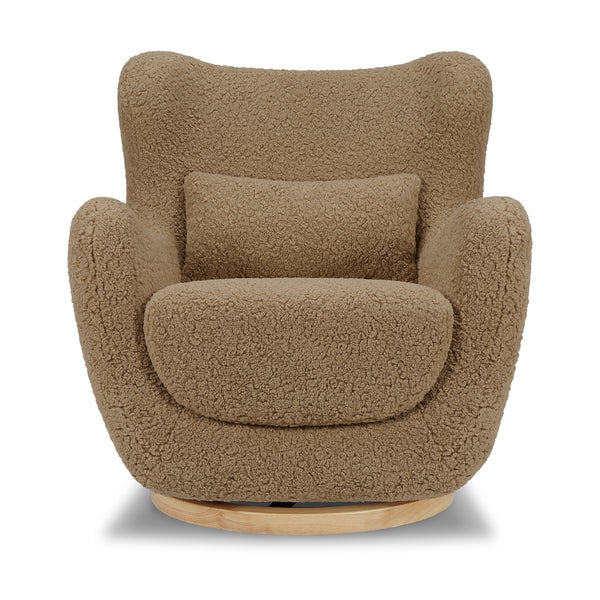 M24187CTSLB,Nursery Works,Solstice Swivel Glider in Cortado Shearling w/ Light Wood Base