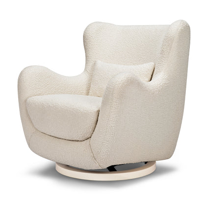 M24187WBIB,Nursery Works,Solstice Swivel Glider in Ivory Boucle w/Ivory Wood Base