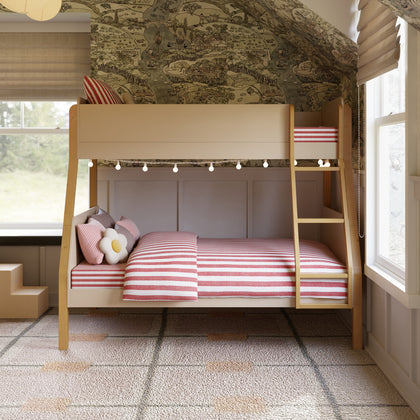 M18495TPEHY,TipToe Twin-Over-Full Bunk Bed in Taupe and Honey