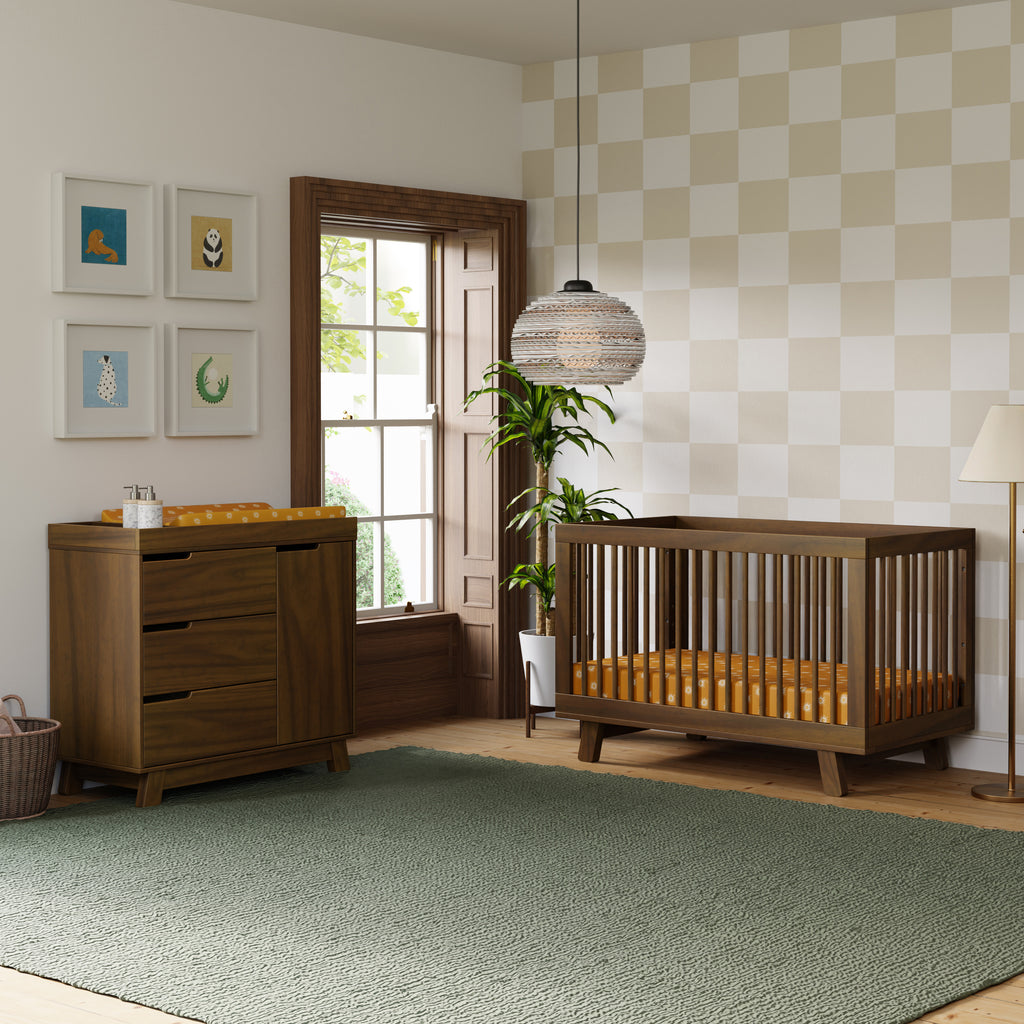 M4201NL,Babyletto,Hudson 3-in-1 Convertible Crib w/Toddler Bed Conversion Kit in Natural Walnut