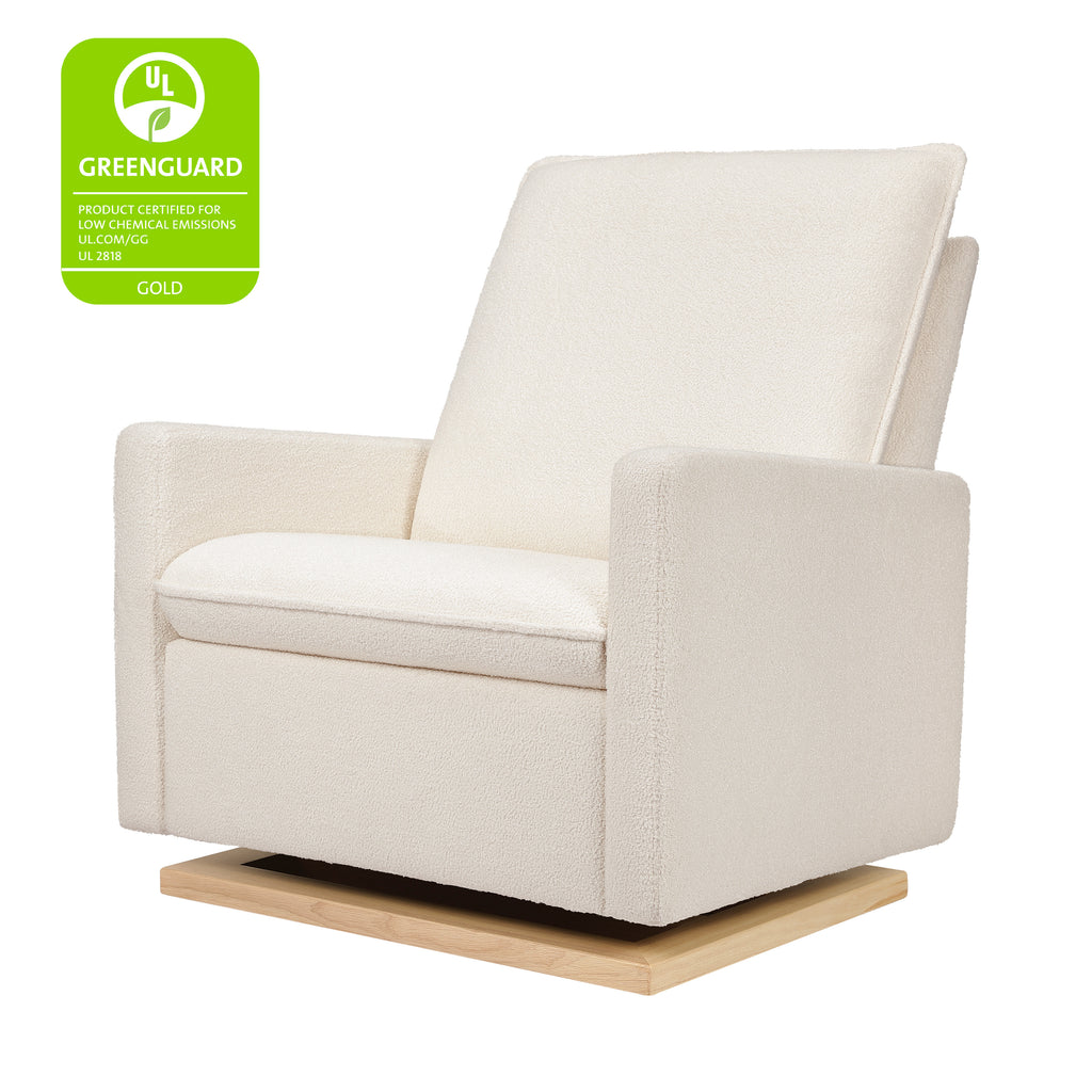 M20984CSHLB,Cali Pillowback Chair and a Half Glider in Chantilly Fleece w/ Light Wood Base
