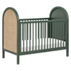 M25601FRGRNC,Babyletto,Bondi Cane 3-in-1 Convertible Crib w/ Toddler Bed Kit in Forest Green w/ Natural Cane