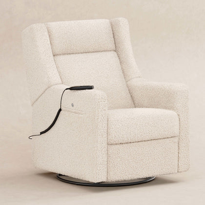 M11283AT,Babyletto,Kiwi Deluxe Power Glider Recliner w/Heat&Massage in Almond Teddy Loop