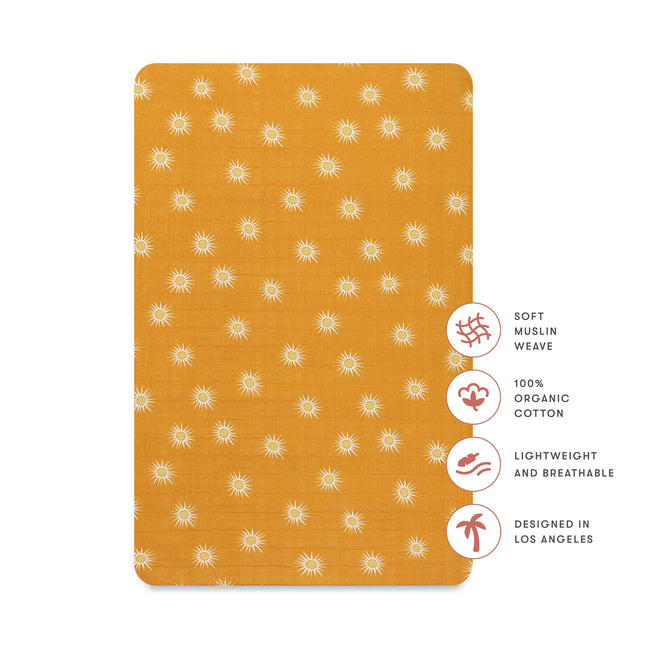 T26936,Babyletto,Golden Hour Muslin Mini Crib Sheet in GOTS Certified Organic Cotton