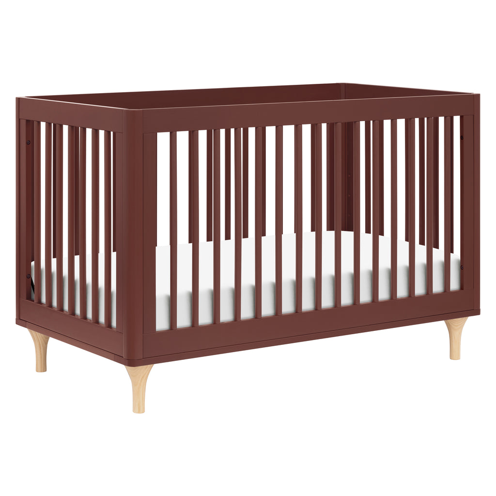 M9001CRN,Lolly 3-in-1 Convertible Crib w/Toddler Bed Conversion in Crimson/Natural