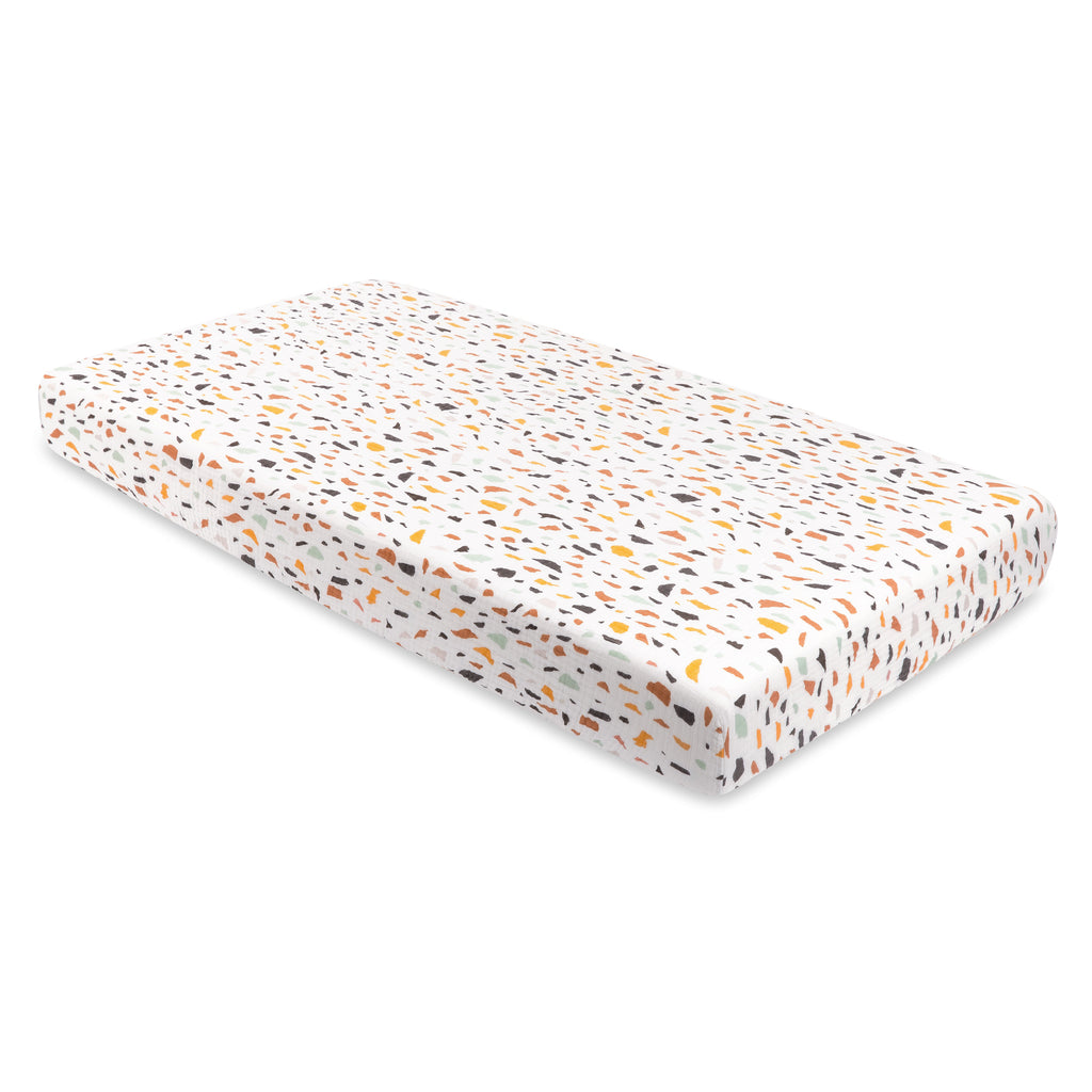 T29135,Babyletto,Terrazzo Muslin Crib Sheet in GOTS Certified Organic Cotton