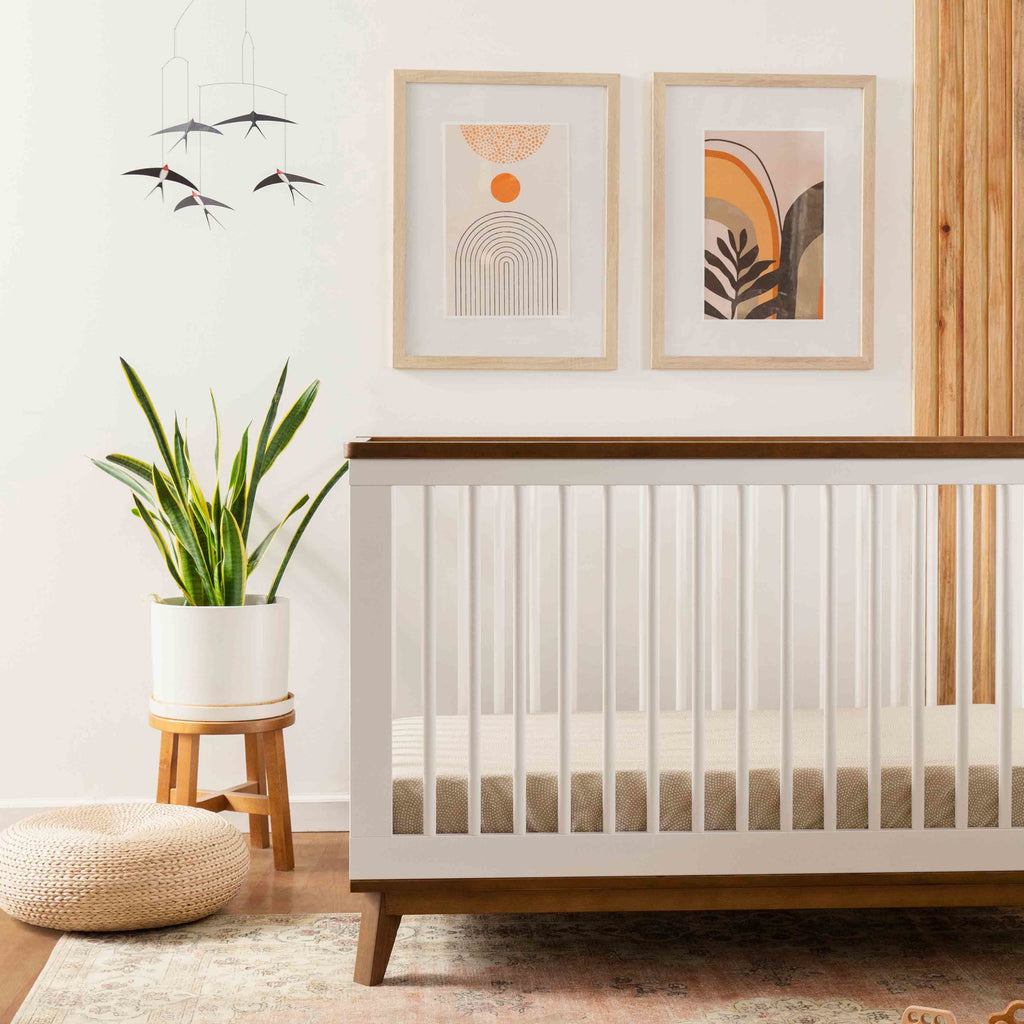 M5801WNL,Babyletto,Scoot 3-in-1 Convertible Crib w/ToddlerBed Conversion Kit in White/NaturalWalnut