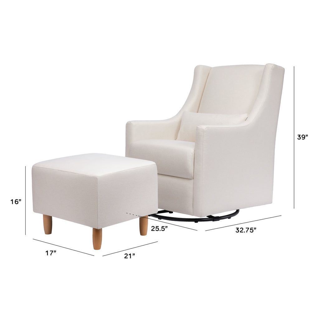 M11287PCMEW,Babyletto,Toco Swivel Glider and Ottoman in Performance Cream Eco-Weave w/Natural Feet