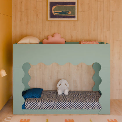 M31194LSHY,Babyletto Kids,Lido Wave Convertible Bunk Bed in Light Sage and Honey