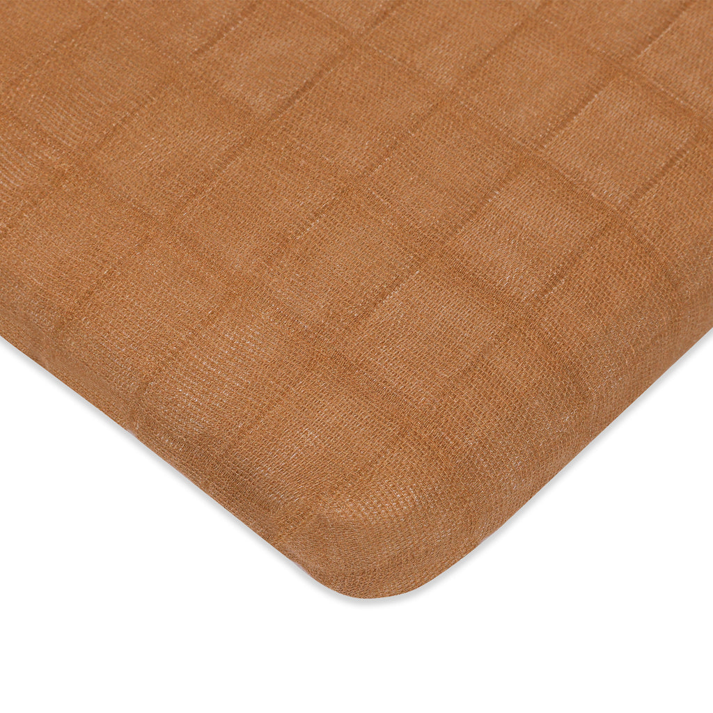 T29534BTS,Babyletto,Burnt Sienna Muslin All-Stages Bassinet Sheet in GOTS Certified Organic Cotton