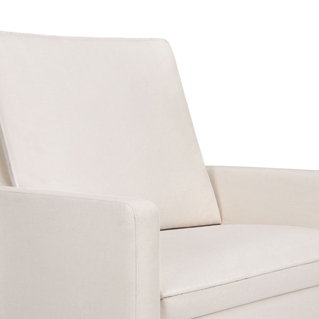 M20984PCMEWLB,Babyletto,Cali Pillowback Chair and a Half Glider in Performance Cream Eco-Weave w/ Light Wood Base