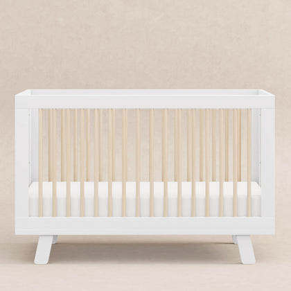 M4201WNX,Babyletto,Hudson 3-in-1 Convertible Crib w/ToddlerBedConversion Kit in White/Washed Natural