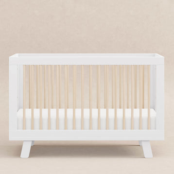 M4201WNX,Babyletto,Hudson 3-in-1 Convertible Crib w/ToddlerBedConversion Kit in White/Washed Natural