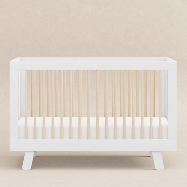 M4201WNX,Babyletto,Hudson 3-in-1 Convertible Crib w/ToddlerBedConversion Kit in White/Washed Natural