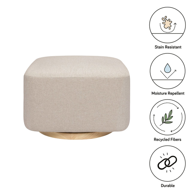 M26385PBEWLB,Babyletto,Kiwi Gliding Ottoman in Performance Beach Eco-Weave w/ Light Wood Base