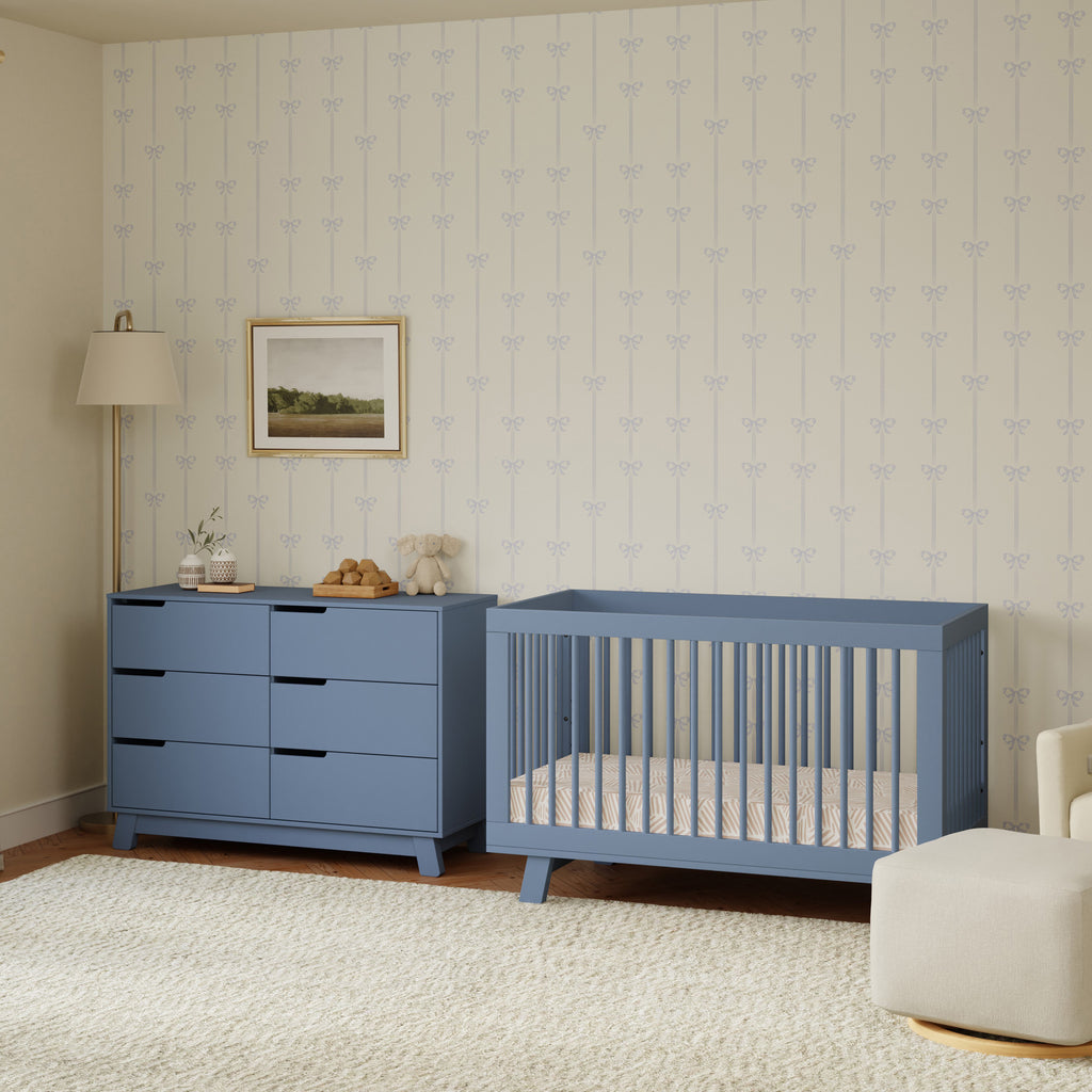 M4201CVB,Hudson 3-in-1 Convertible Crib w/Toddler Bed Conversion Kit in Cove Blue