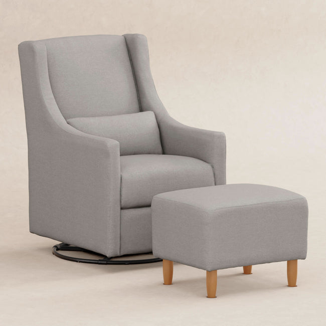 M11287PGEW,Babyletto,Toco Swivel Glider and Ottoman in Performance Grey Eco-Weave w/Natural Feet