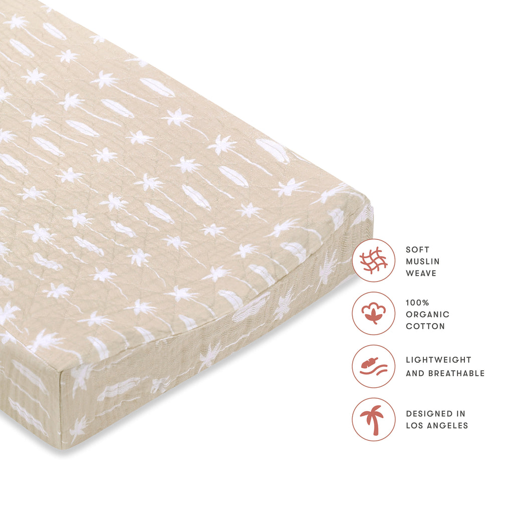 T27037,Babyletto,Beach Bum Quilted Muslin Changing Pad Cover in GOTS Certified Organic Cotton