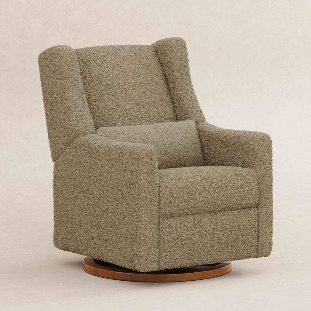 M11288LTDB,Kiwi Glider Recliner w/ Electronic Control and USB in Latte Teddy Loop w/ Dark Wood Base